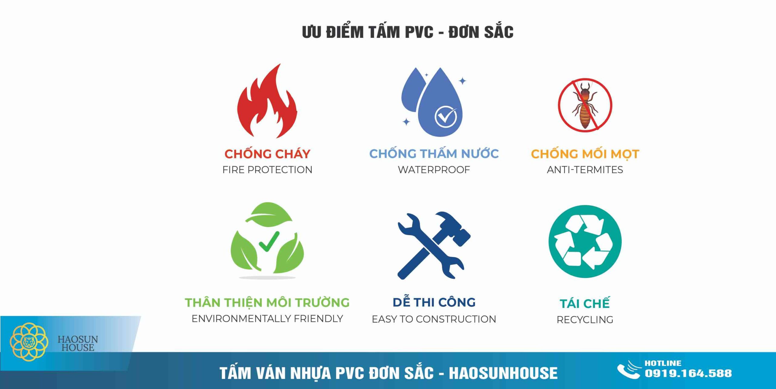 Ưu điểm Tấm Ván Nhựa PVC đơn sắc