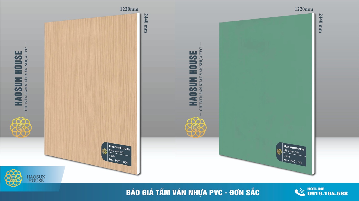 so sánh pvc đơn sắc & vân gỗ haosunhouse