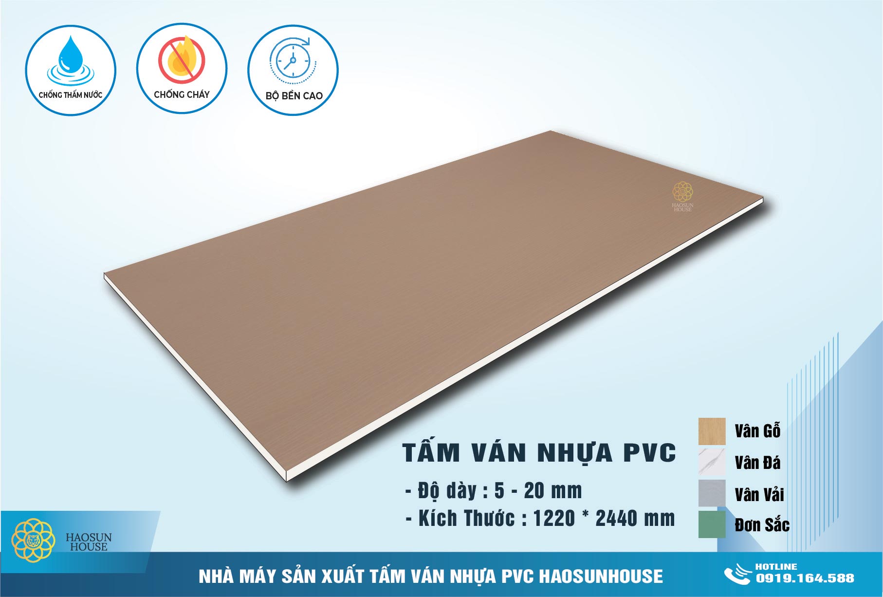 Tấm Nhựa PVC Đơn Sắc HS015 Haosunhouse
