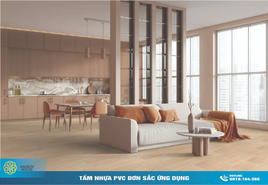 Ứng dụng Tấm Nhựa PVC Đơn Sắc HS015 Haosunhouse