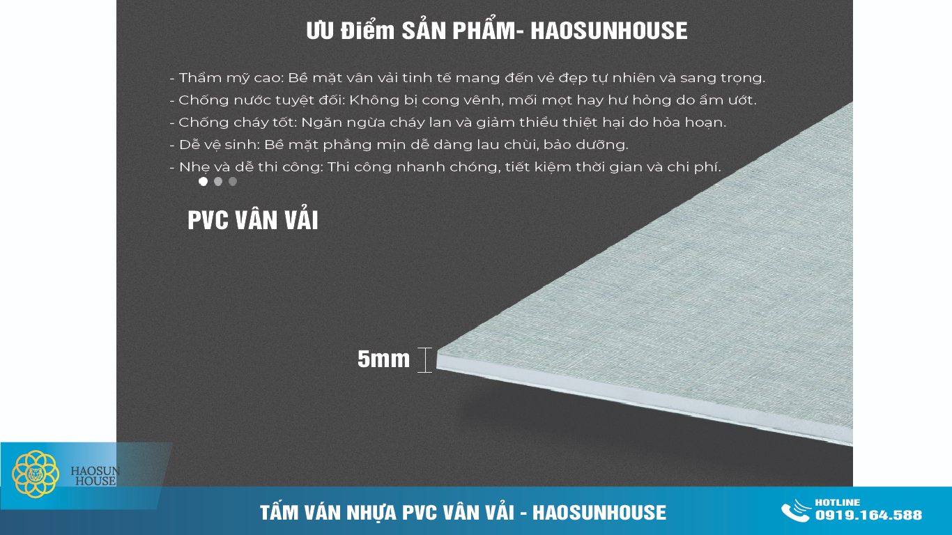 Ưu điểm Tấm ván Nhựa PVC Vân Vải haosunhouse
