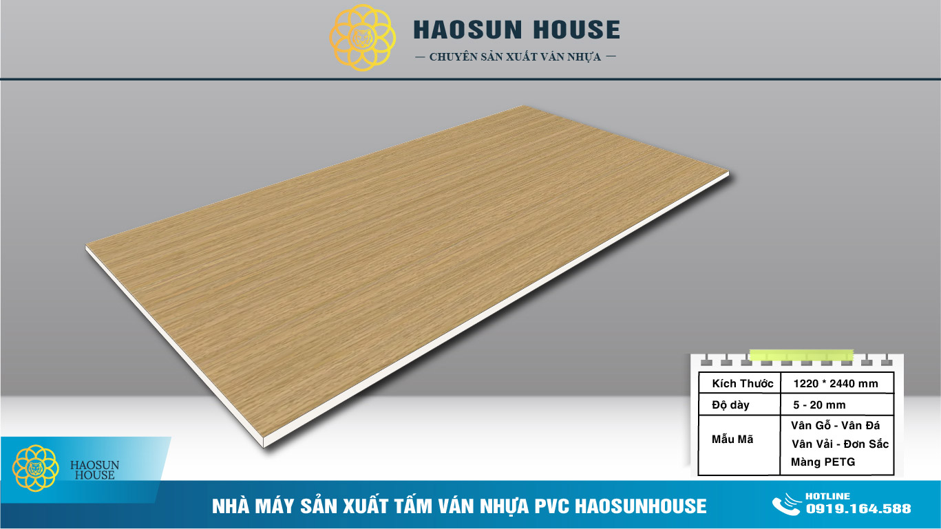 Tấm Ván Nhựa PVC Giả Gỗ Haosunhosue