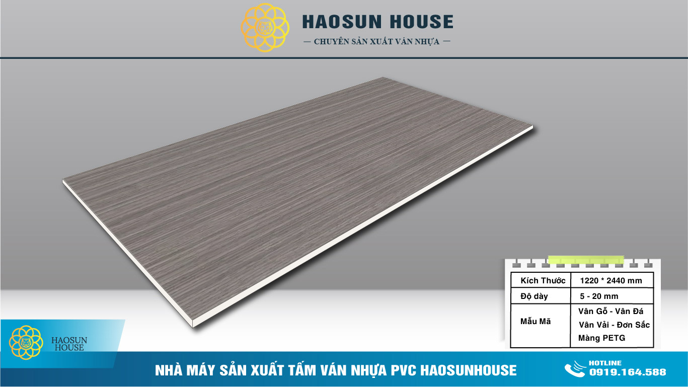 Tấm Ván Nhựa PVC Giả Gỗ Haosunhosue