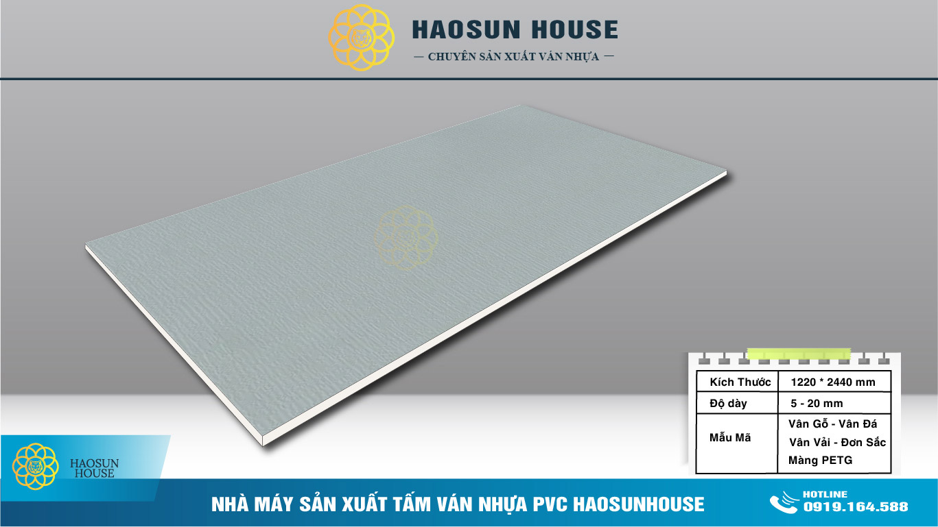 Tấm Nhựa PVC Đơn Sắc Nhà máy Sản xuất Haosunhosue