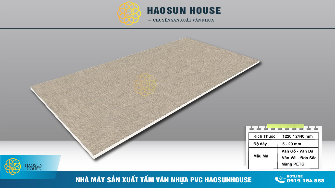 Tấm Nhựa PVC Giả Vải Nhà Máy Sản Xuất haosunhouse