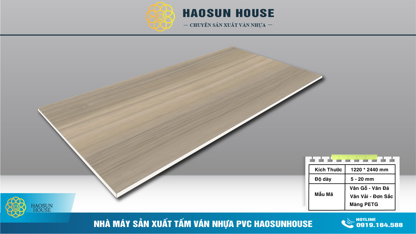 Tấm Ván Nhựa PVC Vân Gỗ 8mm Haosunhouse