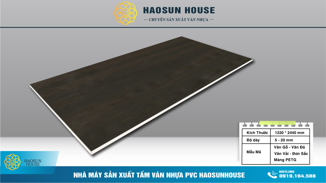 Tấm Ván Nhựa PVC Vân Gỗ 8mm Haosunhouse