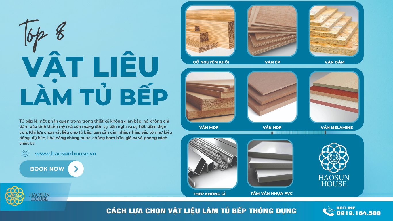 Các vật liệu làm tủ bếp thông dụng