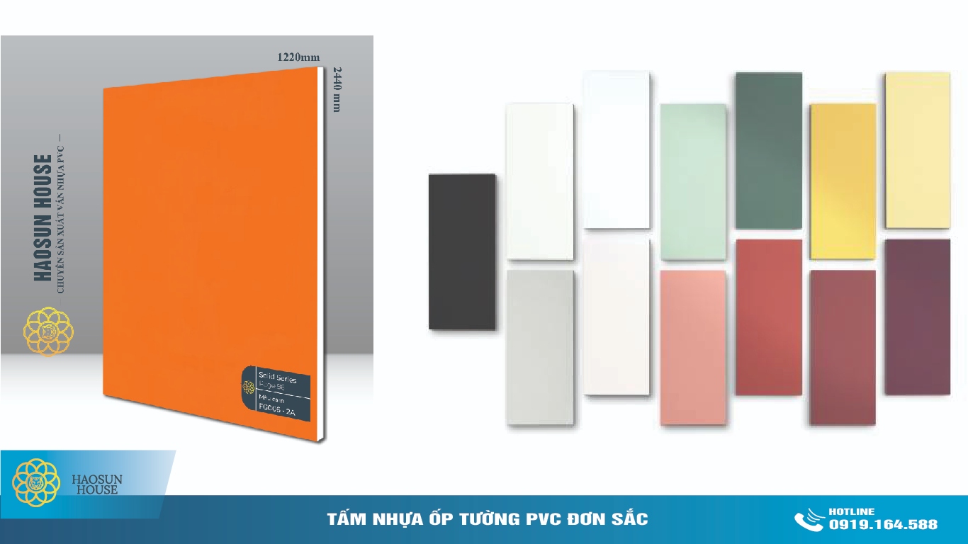 Mẫu mã tấm Nhựa ốp tường PVC đơn sắc