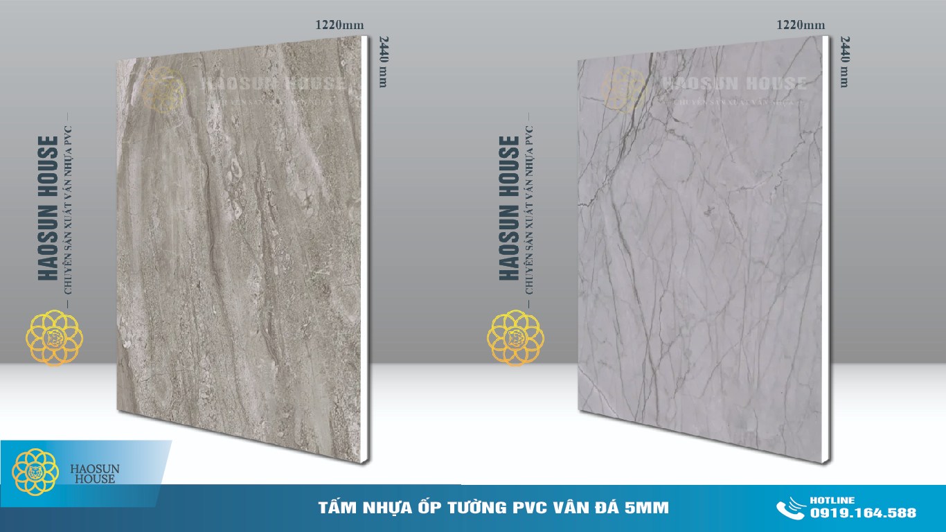 mẫu mã Tấm Nhựa ốp tường PVC Vân Đá 5mm