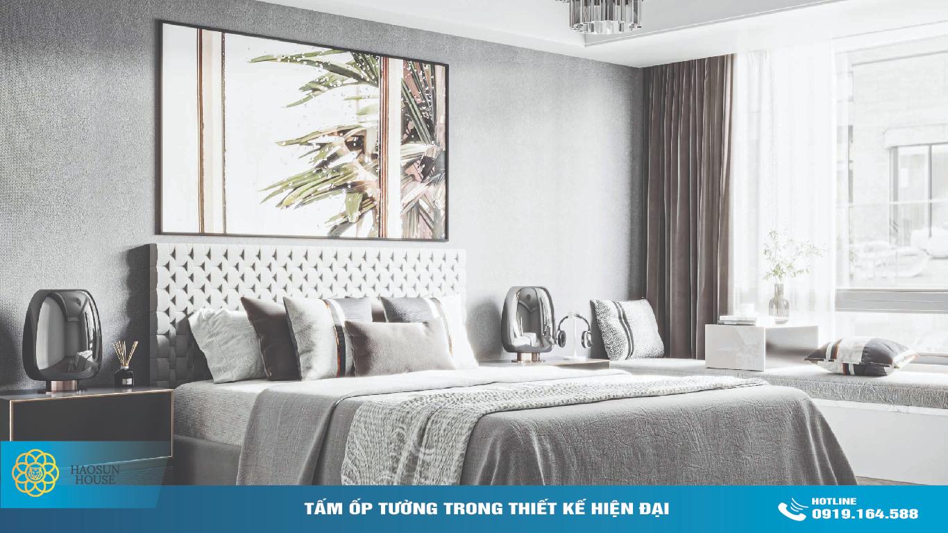 Tấm Nhựa ốp tường vân vải phòng ngủ