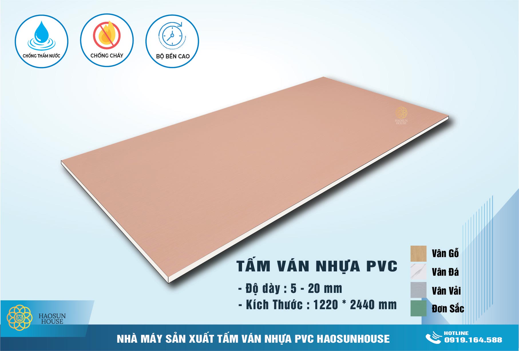 Tấm Nhựa PVC Đơn Sắc Hs016 Haosunhouse