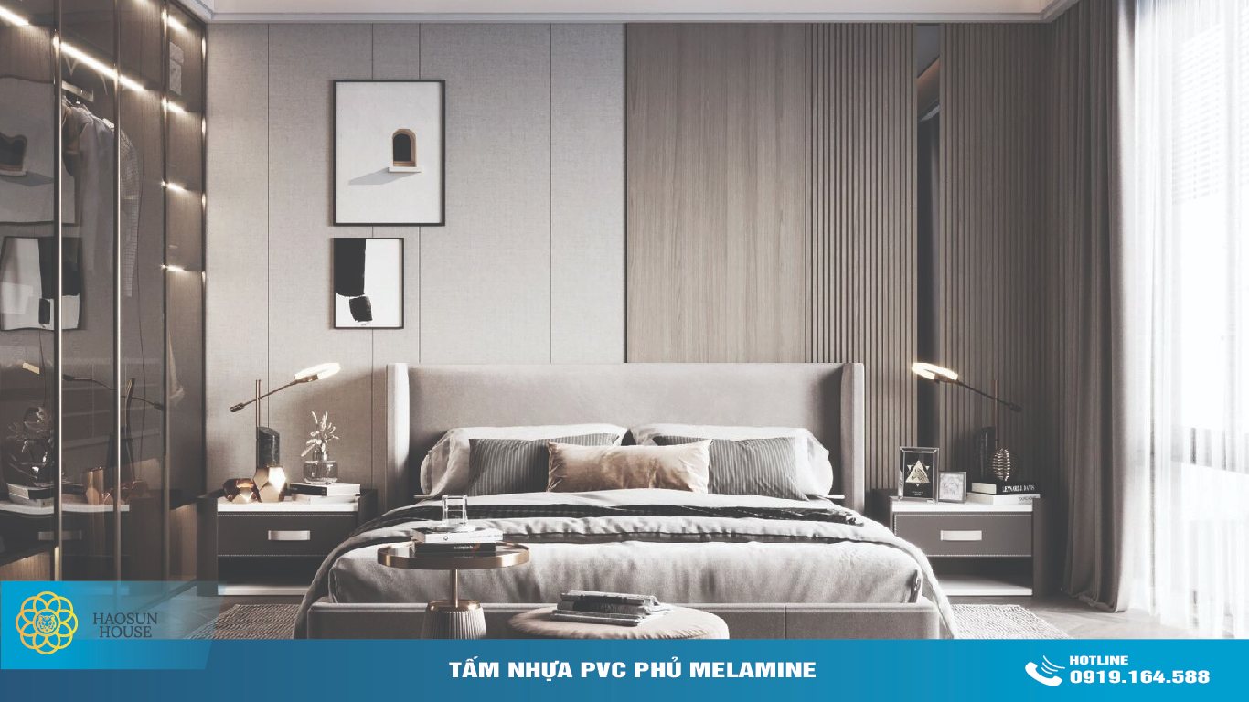 Tấm Nhựa PVC phủ Melamine ốp Tường Phòng Ngủ