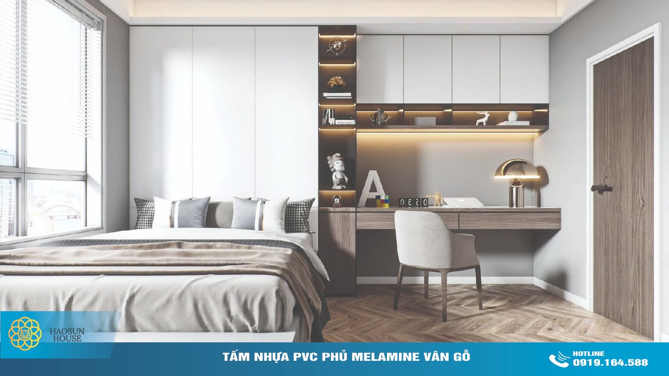 Tấm Nhựa PVC phủ melamine vân gỗ ốp cửa