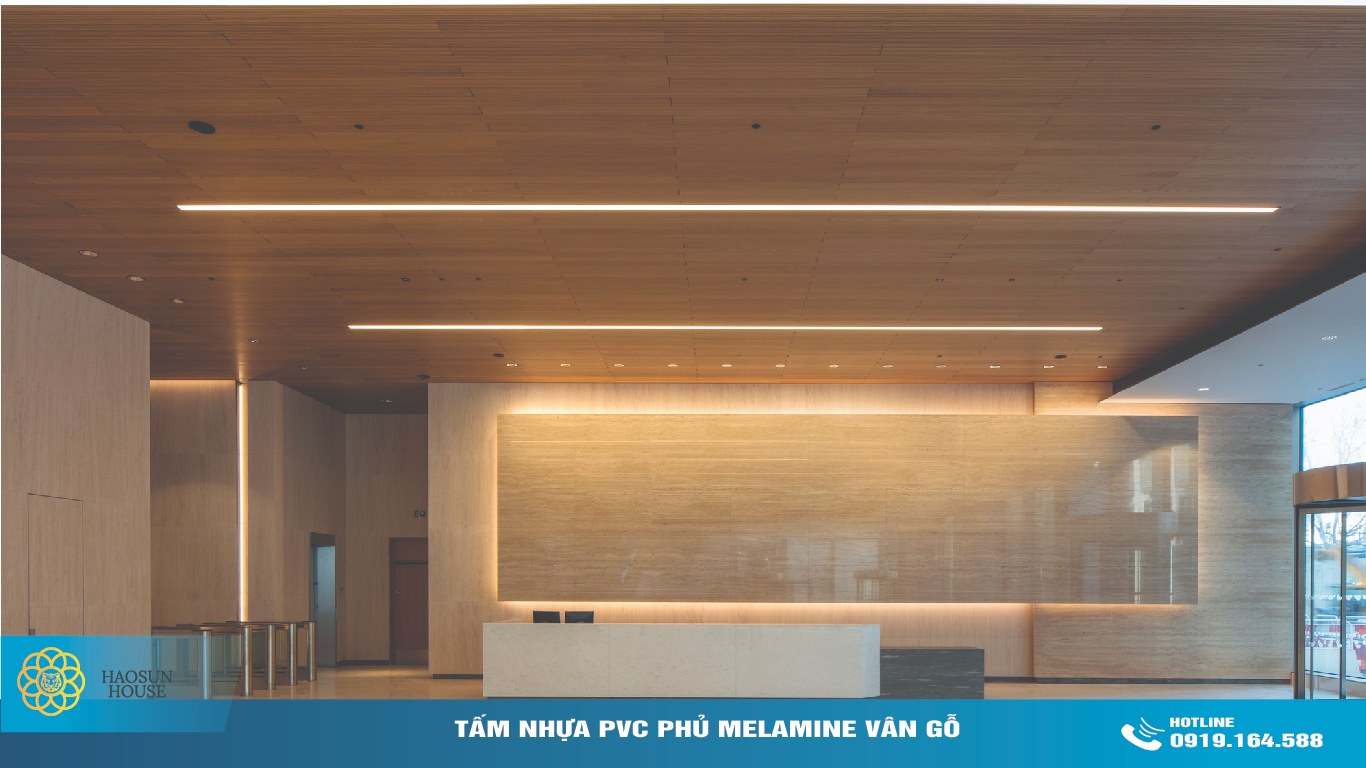 Tấm Nhựa PVC phủ melamine vân gỗ ốp trần