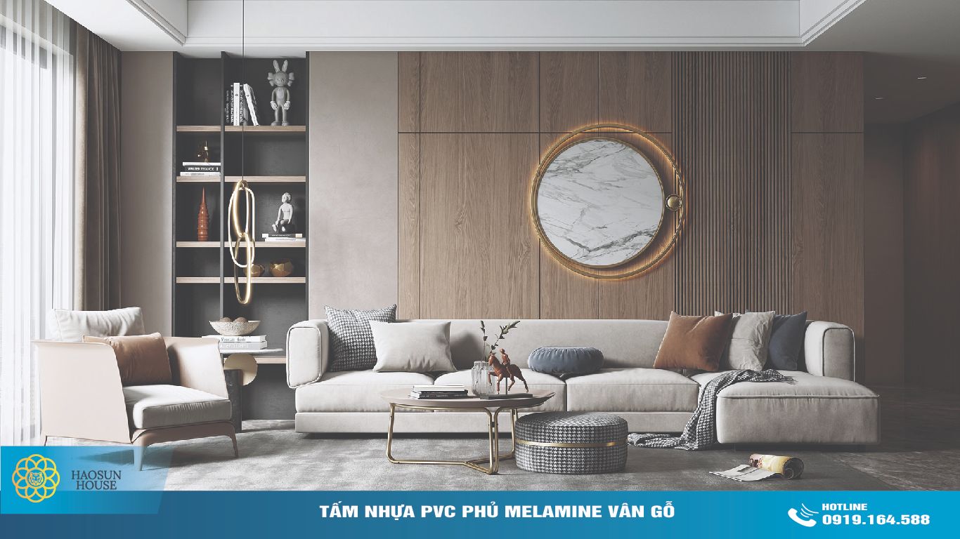 Tấm Nhựa PVC phủ melamine vân gỗ ốp tường