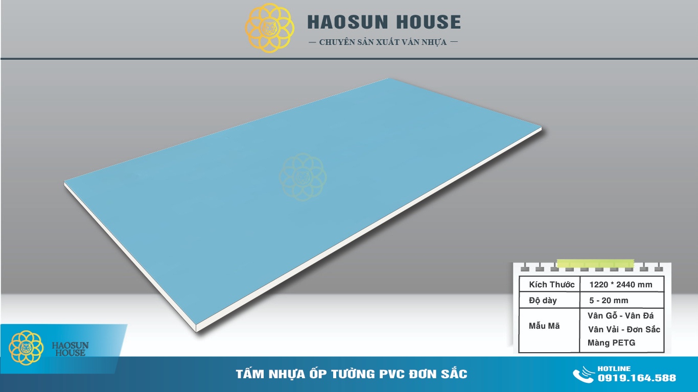 Tấm ván Nhựa ốp tường pvc đơn sắc