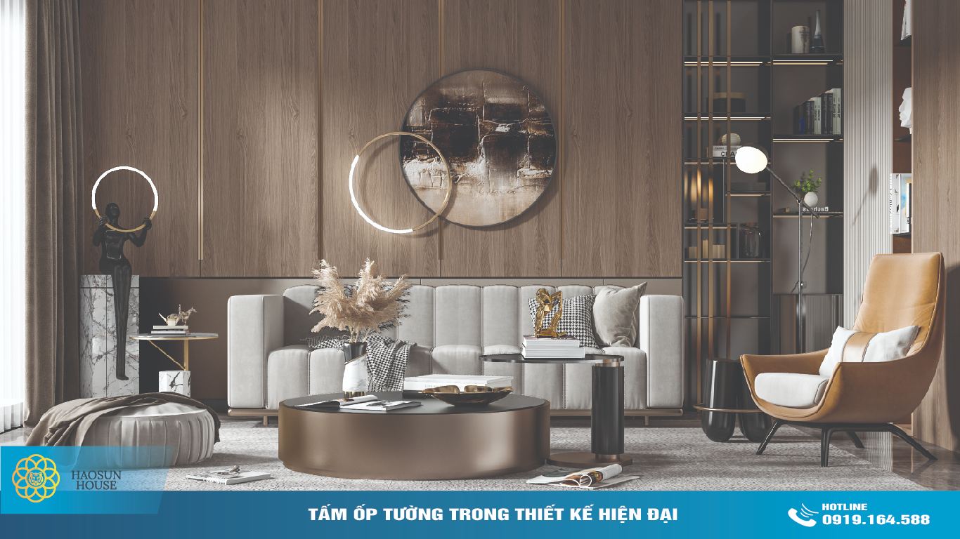 Tấm Ván Nhựa PVC Giả Gỗ Ốp Tường Phòng Khách