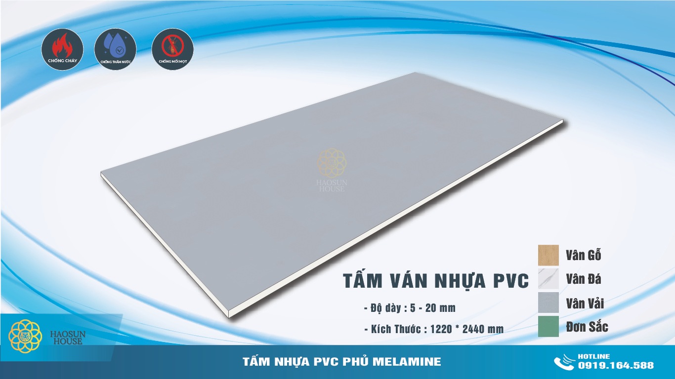 Tấm Ván nhựa PVC phủ melamine đơn sắc