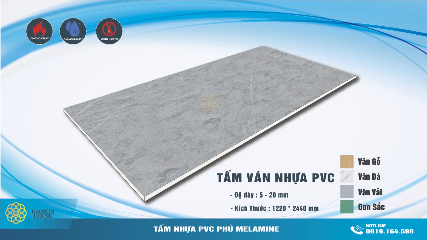 Tấm Ván nhựa PVC phủ melamine Vân Đá