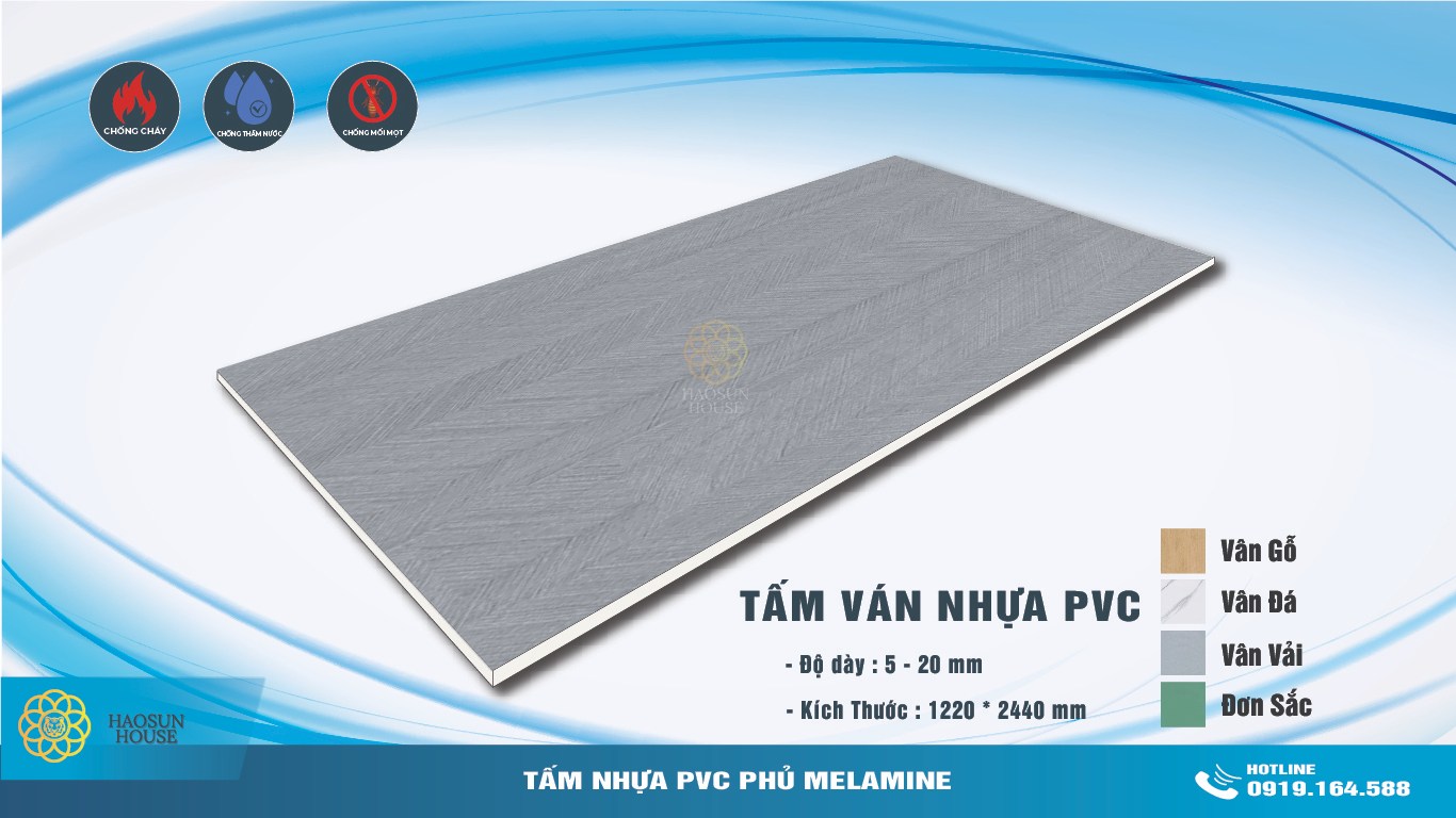 Tấm Ván nhựa PVC phủ melamine Vân Vải