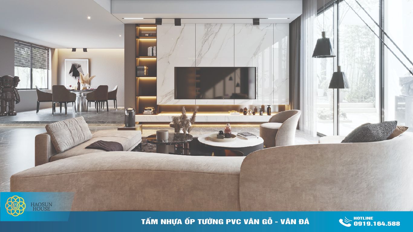 Ứng dụng tấm ốp tường PVC giả đá