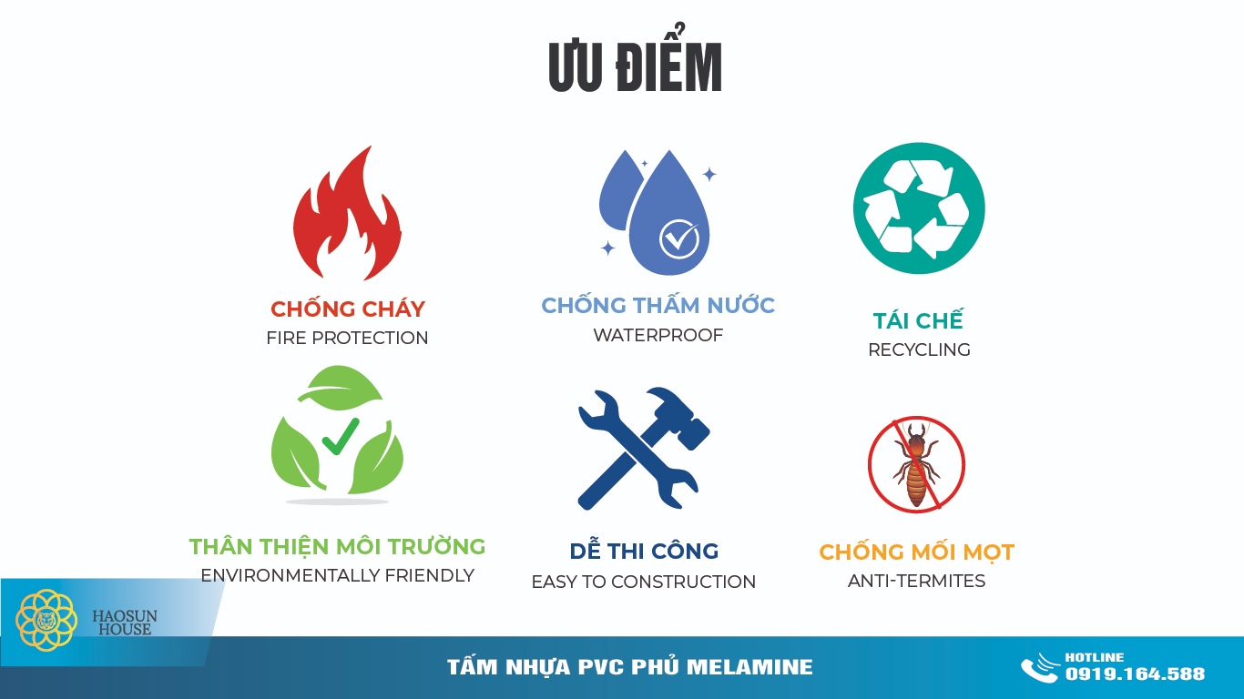 Ưu điểm Tấm Nhựa PVC phủ Melamine Haosunhouse