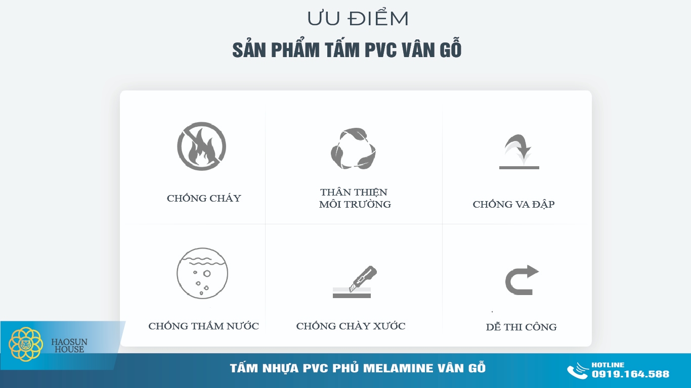 Ưu điểm tấm nhựa pvc phủ melamine vân gỗ