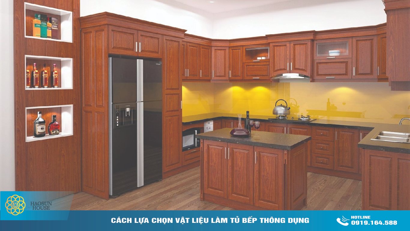 Vật Liệu làm tủ bếp gỗ nguyên khối