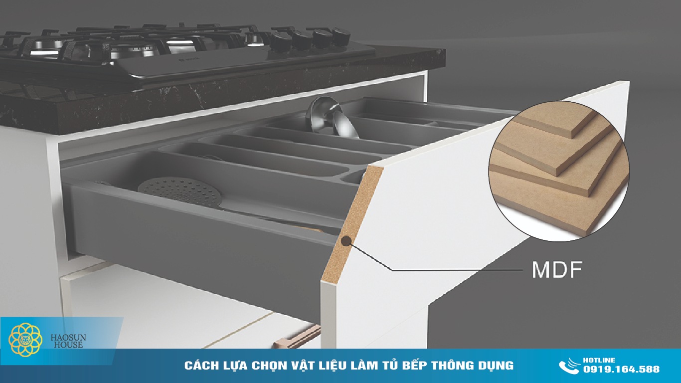 Vật liệu làm tủ bếp ván MDF