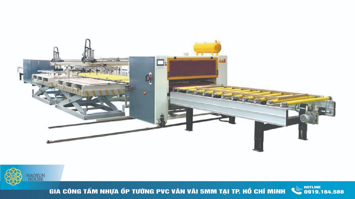 Gia công phủ film tấm nhựa pvc vân vải