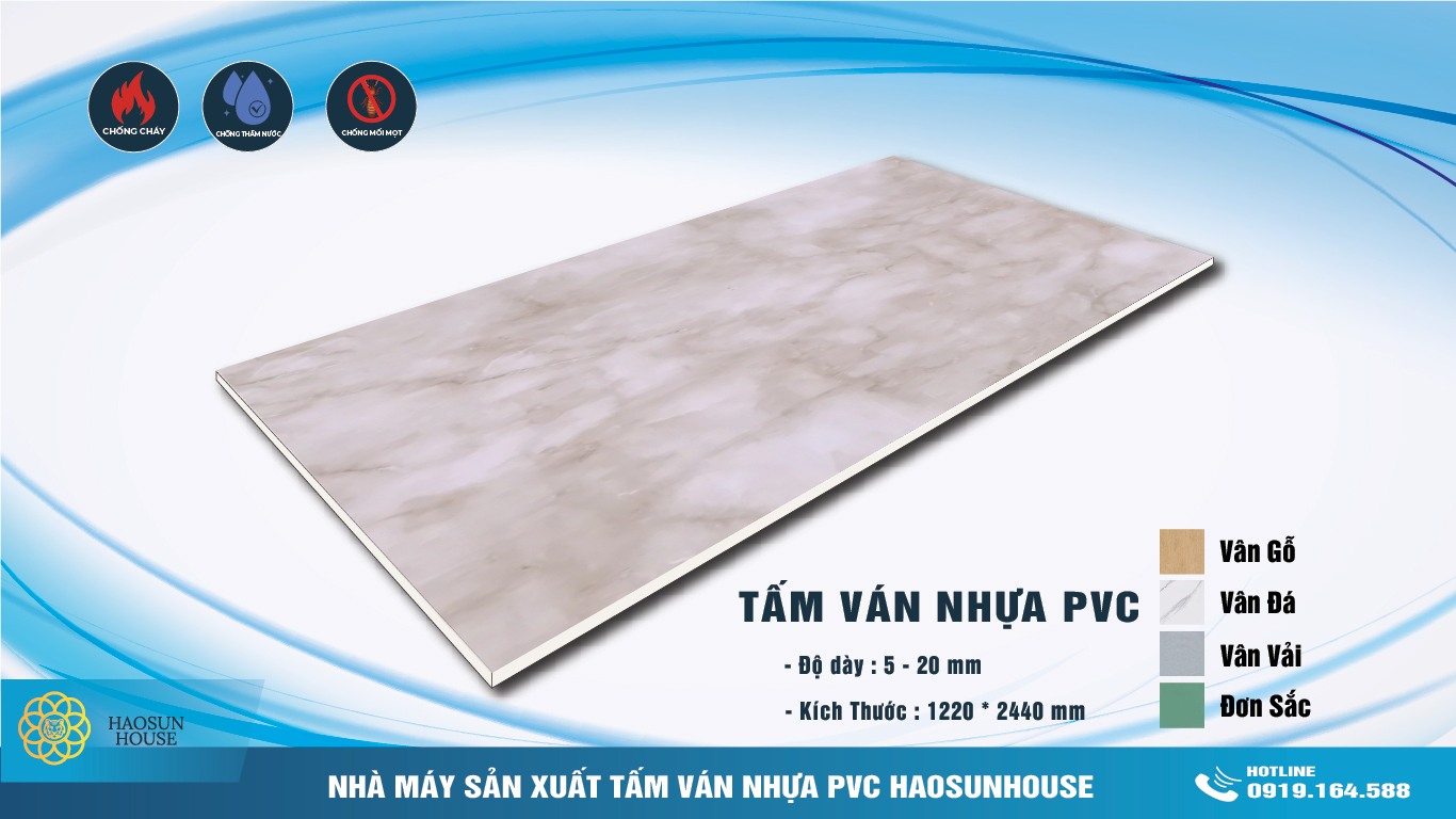 Tấm PVC phủ Melamine vân đá