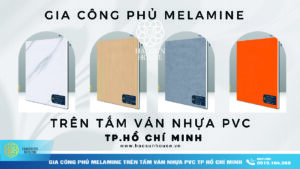 Gia công phủ melamine trên tấm ván nhựa pvc