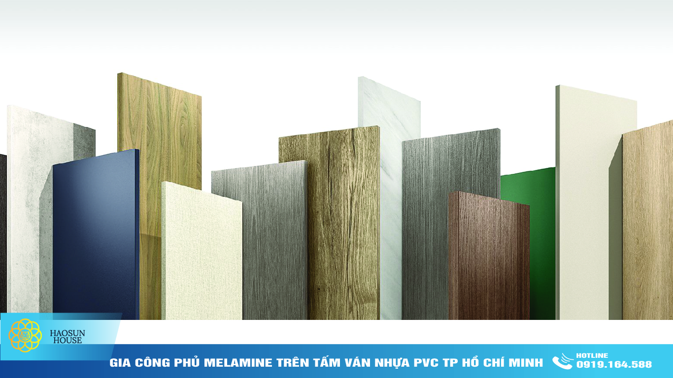Gia công phủ melamine trên tấm ván nhựa pvc