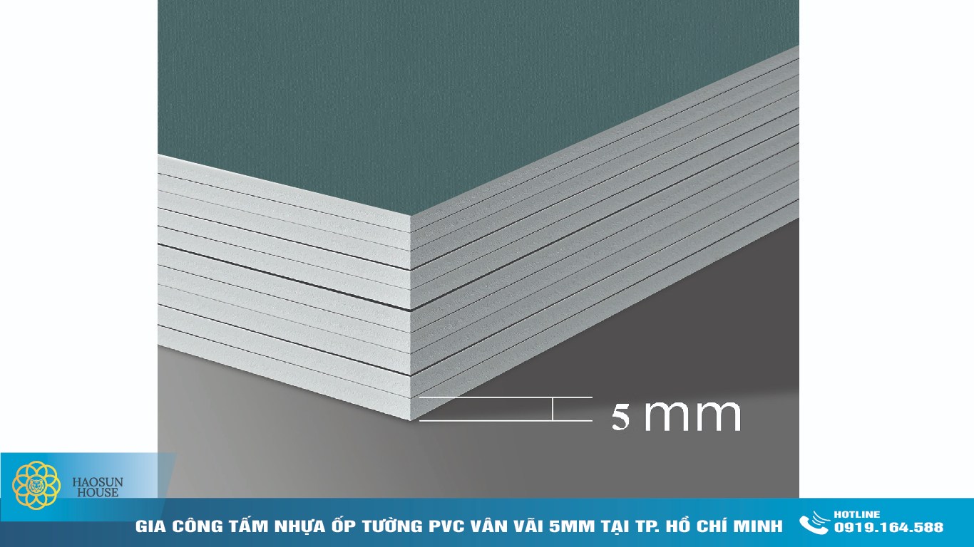 Gia công tấm nhựa pvc ốp tường vân vải 5mm