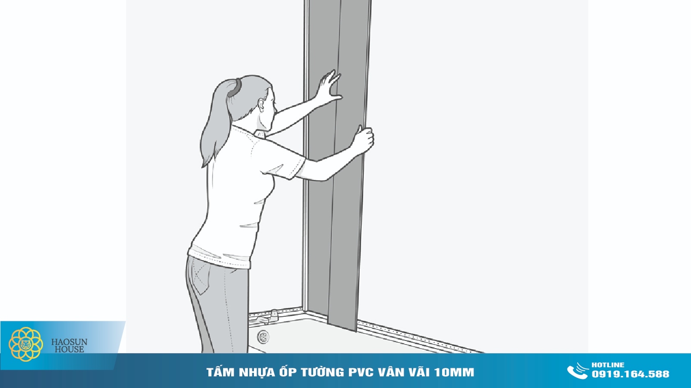 lắt đặt Ứng dụng tấm nhựa ốp tường pvc vân vải 10mm