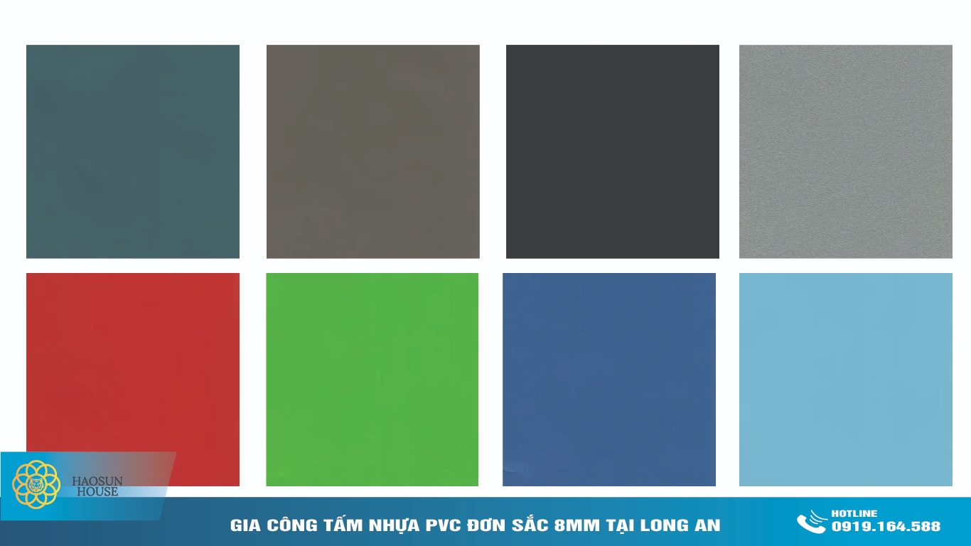 Mẫu mã tấm nhựa pvc đơn sắc 8mm