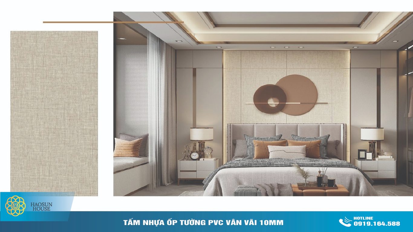 Tấm nhựa ốp tường pvc vân vải 10mm