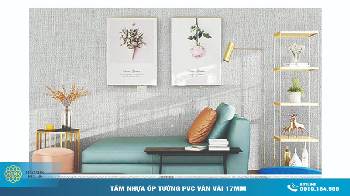 ứng dụng tấm Nhựa ốp tường pvc vân vải 17mm