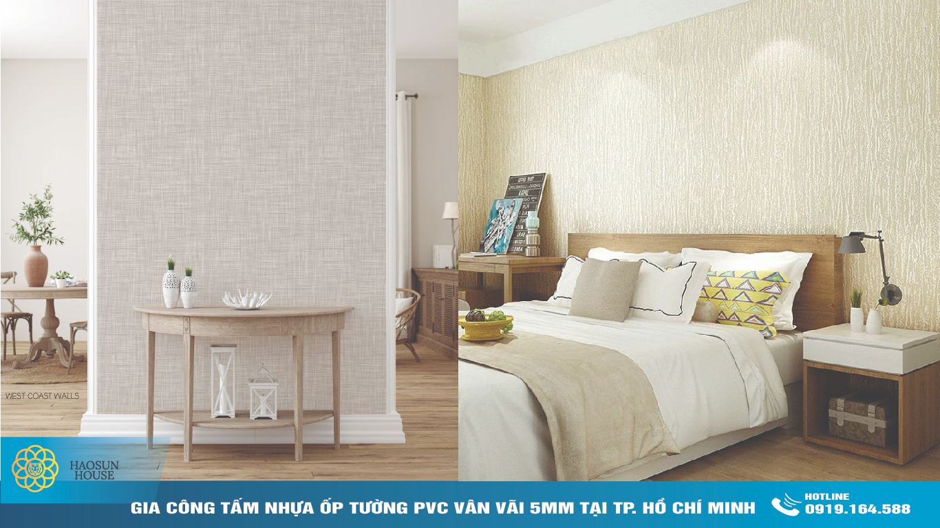 ứng dụng tấm nhựa pvc ốp tường vân vải 5mm