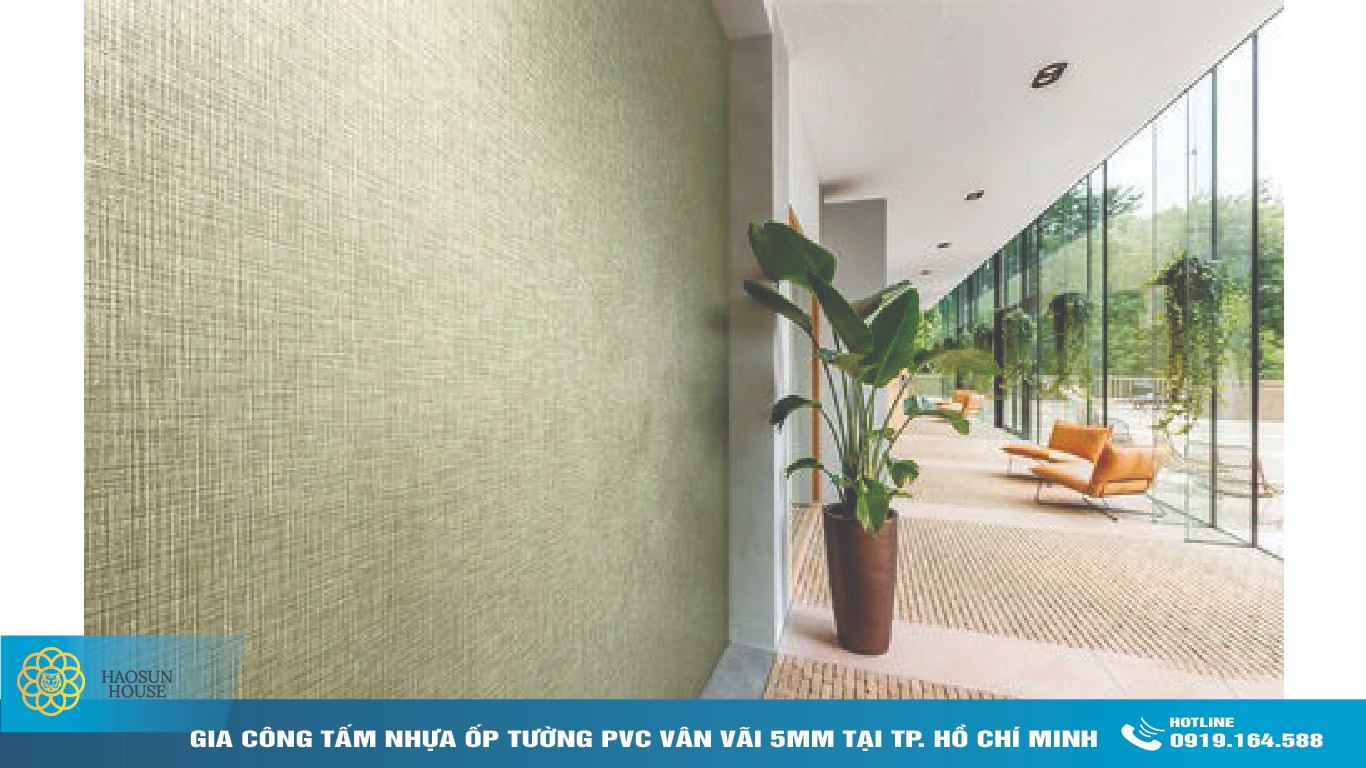 ứng dụng tấm nhựa pvc ốp tường vân vải 5mm
