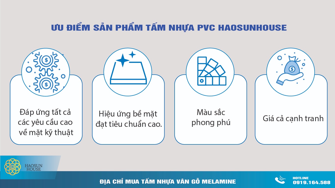 Ưu điểm Tấm PVC Vân gỗ Melamine Haosunhouse