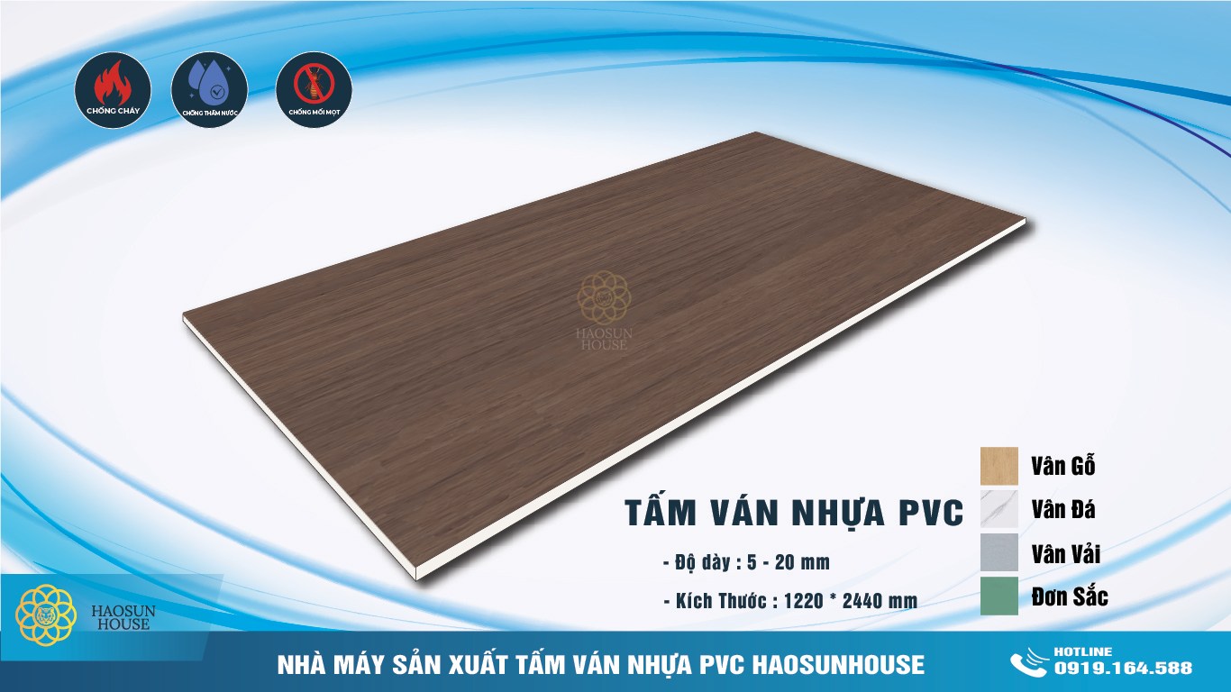 Mẫu mã tấm nhựa ốp tường pvc vân gỗ 10mm