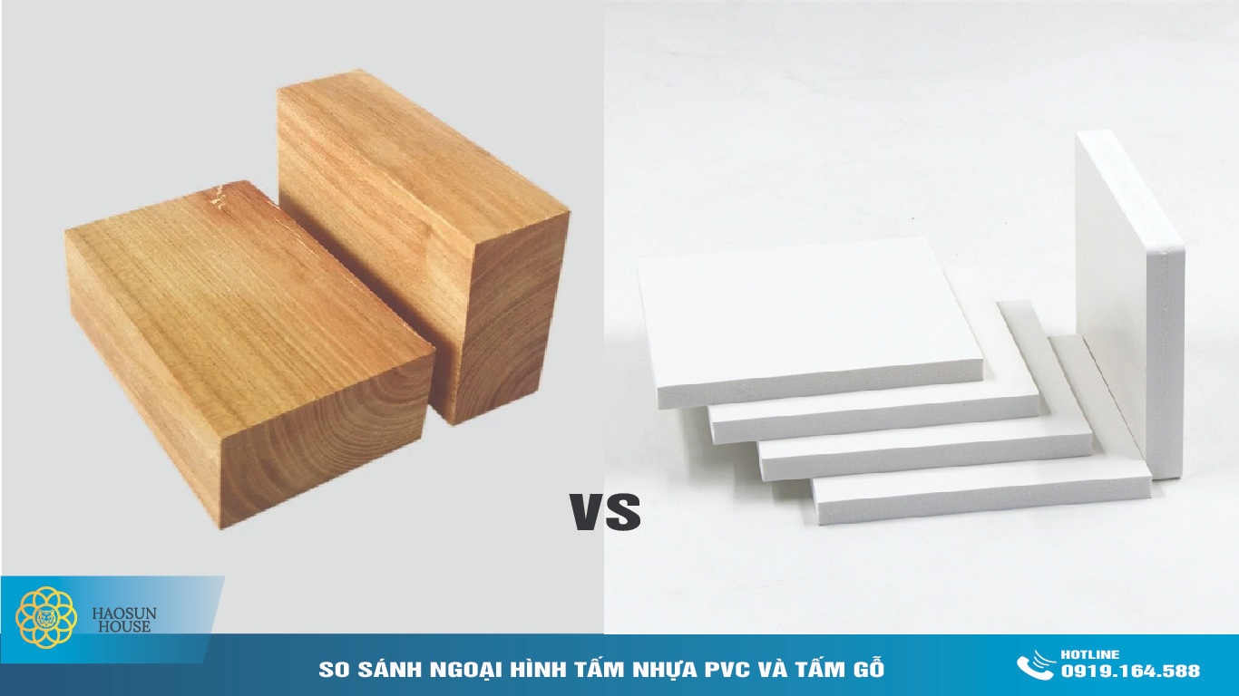 So sánh ngoại hình tấm Nhựa PVC và tấm gỗ