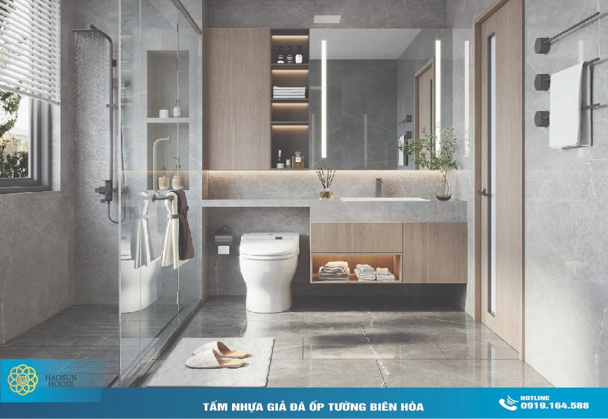 Tấm Nhựa Giả đá ốp tường haosuhouse phòng tắm