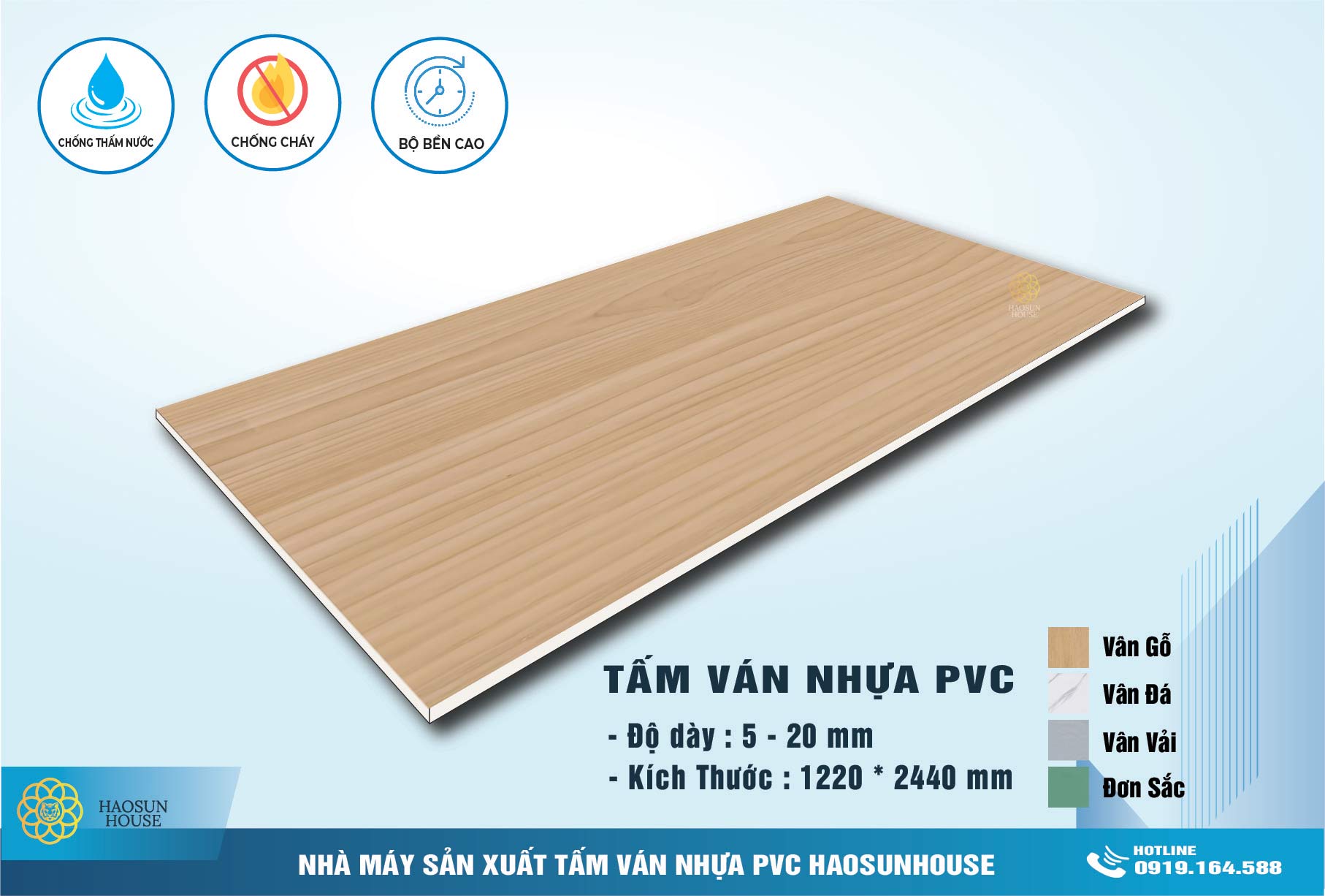 Tấm Nhựa ốp tường pvc giả gỗ haosunhouse