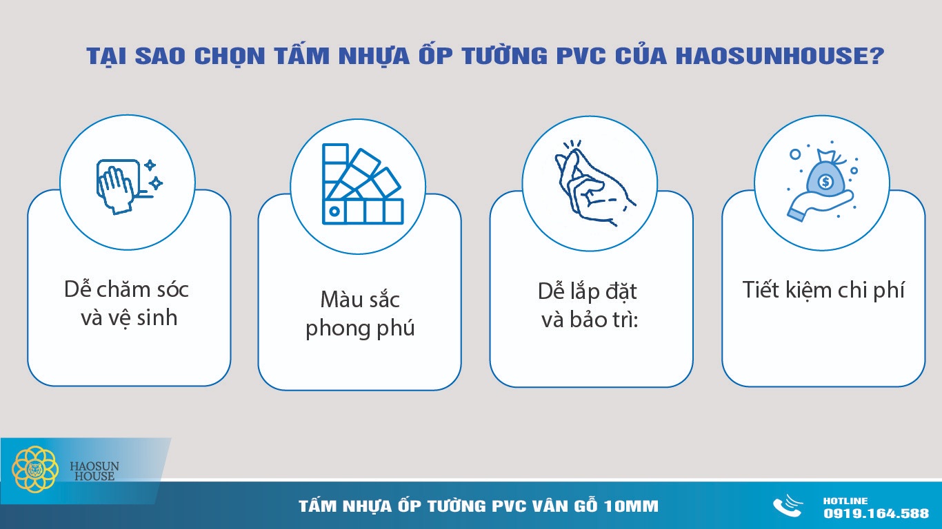 tấm nhựa ốp tường pvc vân gỗ 10mm haosunhouse