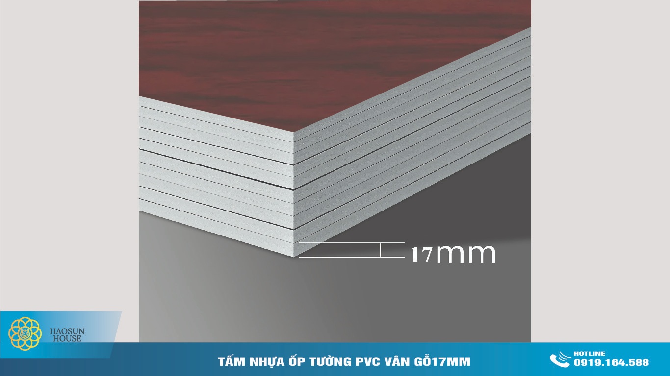 Tấm Nhựa ốp tường pvc vân gỗ 17mm haosunhouse