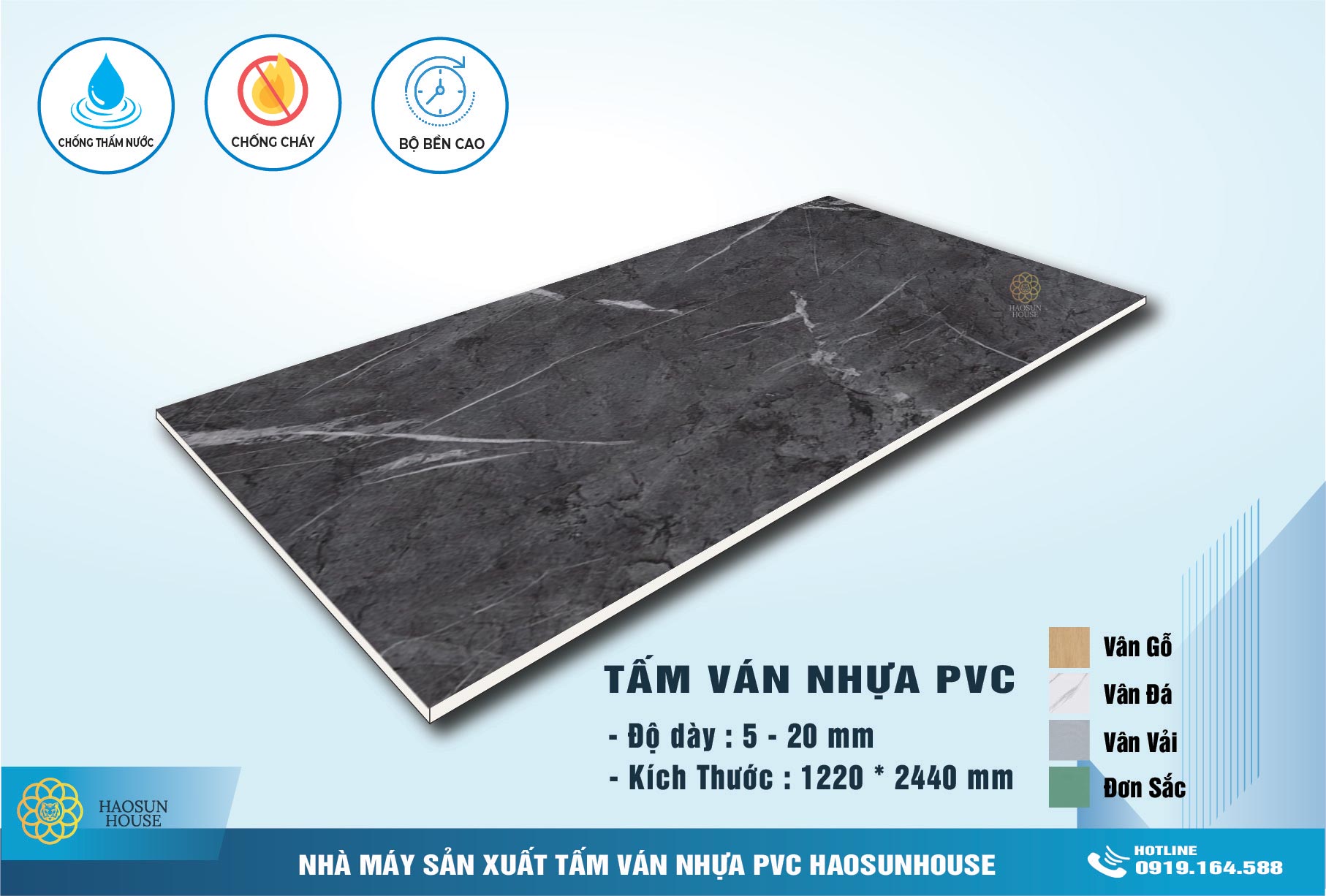Tấm nhựa pvc vân đá haosunhouse