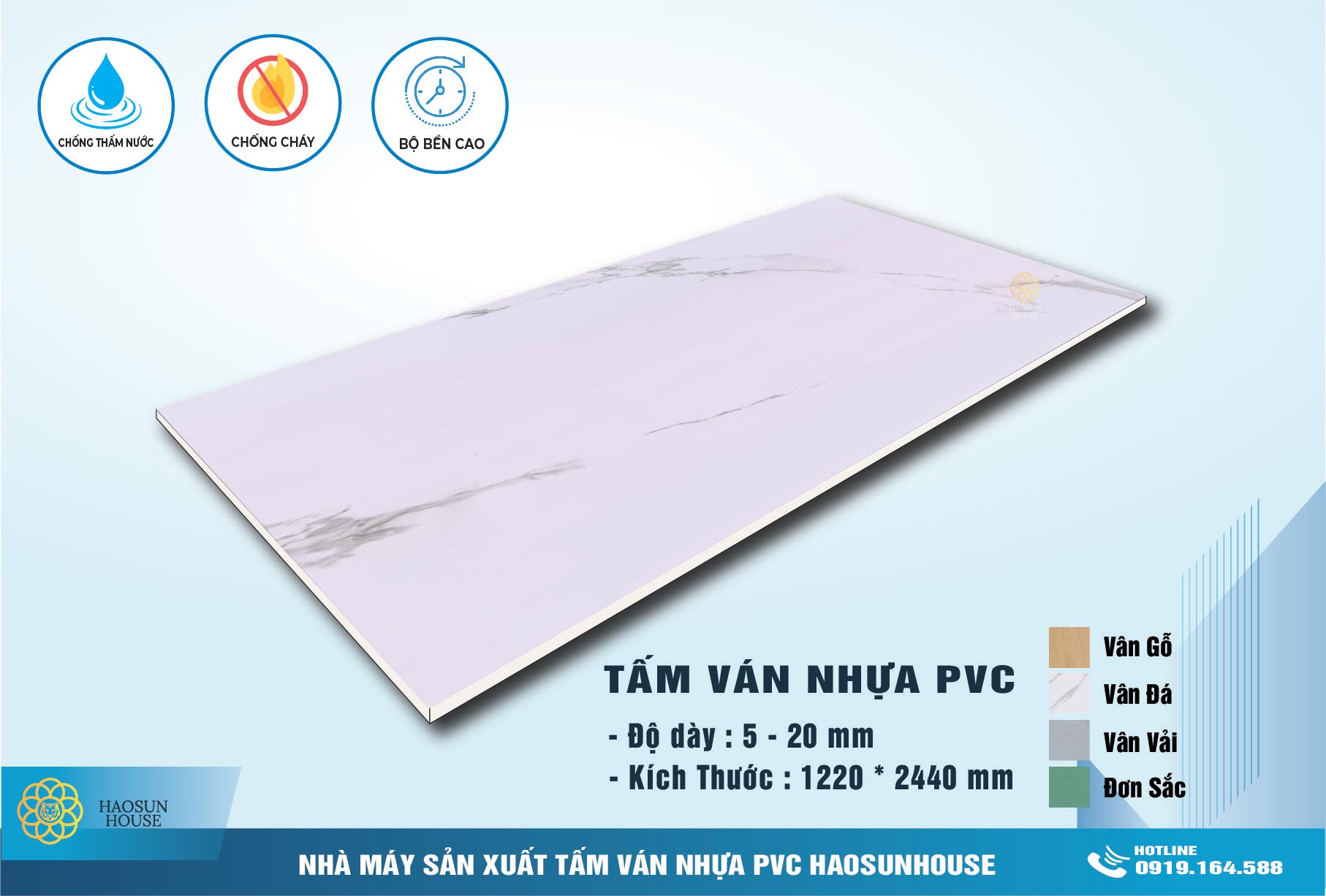 Tấm nhựa pvc vân đá haosunhouse